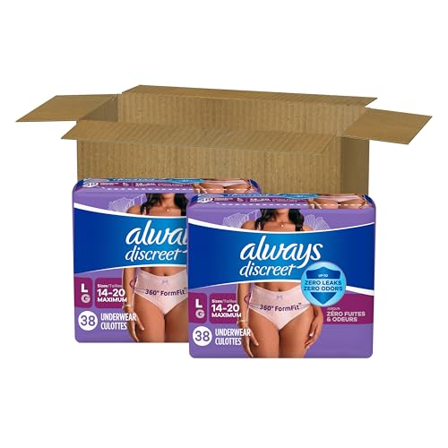Always Discreet Incontinence & Postpartum Incontinence Underwear for Women, Small/Medium, Maximum Absorbency, Disposable, 38 Count
