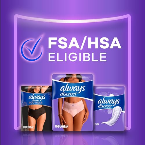 Always Discreet Incontinence & Postpartum Incontinence Underwear for Women, Small/Medium, Maximum Absorbency, Disposable, 38 Count