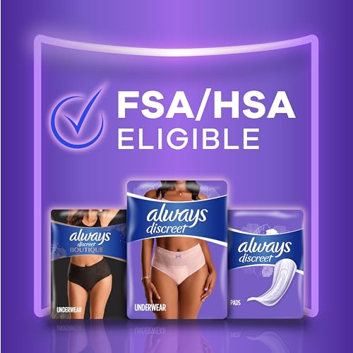 Always Discreet Incontinence & Postpartum Incontinence Underwear for Women, Small/Medium, Maximum Absorbency, Disposable, 38 Count