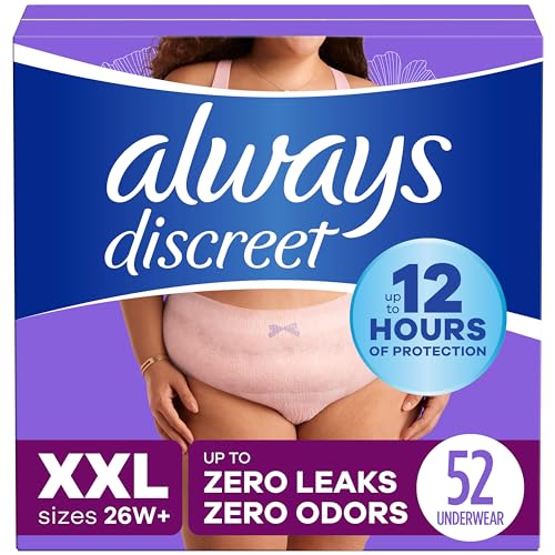 Always Discreet Incontinence & Postpartum Incontinence Underwear for Women, Small/Medium, Maximum Absorbency, Disposable, 38 Count
