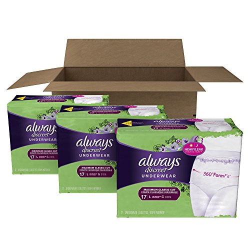 Always Discreet Incontinence & Postpartum Incontinence Underwear for Women, Small/Medium, Maximum Absorbency, Disposable, 38 Count
