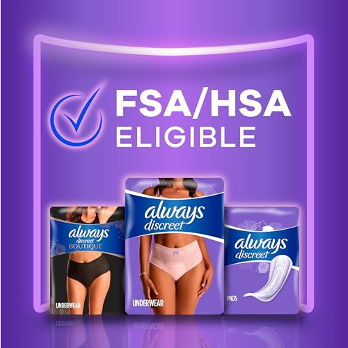 Always Discreet Incontinence & Postpartum Incontinence Underwear for Women, Small/Medium, Maximum Absorbency, Disposable, 38 Count
