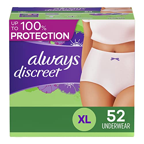 Always Discreet Incontinence & Postpartum Incontinence Underwear for Women, Small/Medium, Maximum Absorbency, Disposable, 38 Count