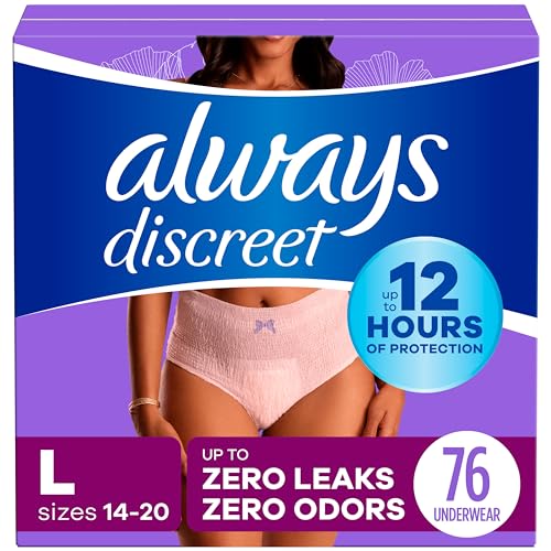 Always Discreet Incontinence & Postpartum Incontinence Underwear for Women, Small/Medium, Maximum Absorbency, Disposable, 38 Count
