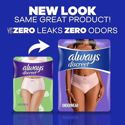 Always Discreet Incontinence & Postpartum Incontinence Underwear for Women, Small/Medium, Maximum Absorbency, Disposable, 38 Count