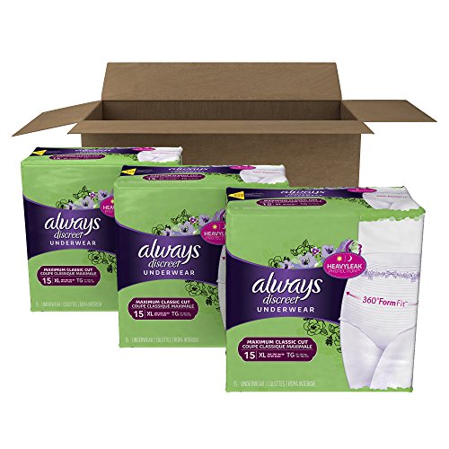 Always Discreet Incontinence & Postpartum Incontinence Underwear for Women, Small/Medium, Maximum Absorbency, Disposable, 38 Count