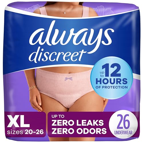 Always Discreet Incontinence & Postpartum Incontinence Underwear for Women, Small/Medium, Maximum Absorbency, Disposable, 38 Count