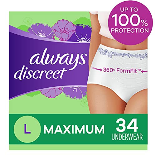 Always Discreet Incontinence & Postpartum Incontinence Underwear for Women, Small/Medium, Maximum Absorbency, Disposable, 38 Count
