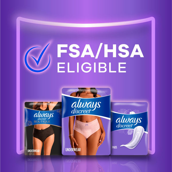 Always Discreet Incontinence & Postpartum Incontinence Underwear for Women, Small/Medium, Maximum Absorbency, Disposable, 38 Count