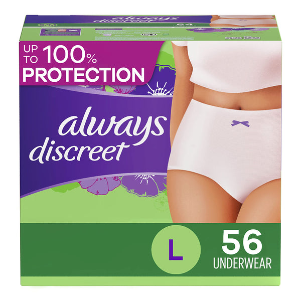 Always Discreet Incontinence & Postpartum Incontinence Underwear for Women, Small/Medium, Maximum Absorbency, Disposable, 38 Count