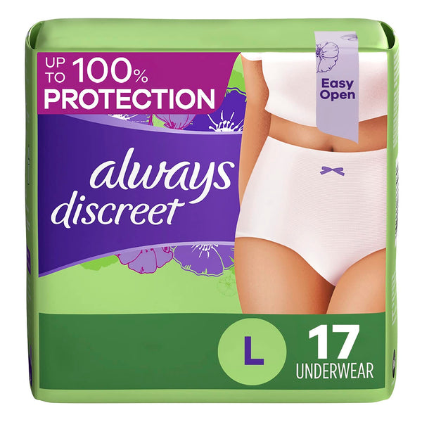 Always Discreet Incontinence & Postpartum Incontinence Underwear for Women, Small/Medium, Maximum Absorbency, Disposable, 38 Count