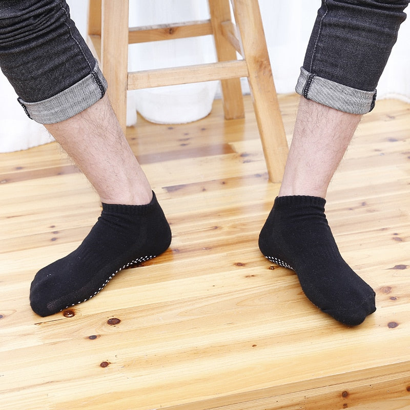 4 Pairs Men Cotton Non-slip Yoga Socks with Grips Breathable Anti skid -  Senior Home Care Essentials