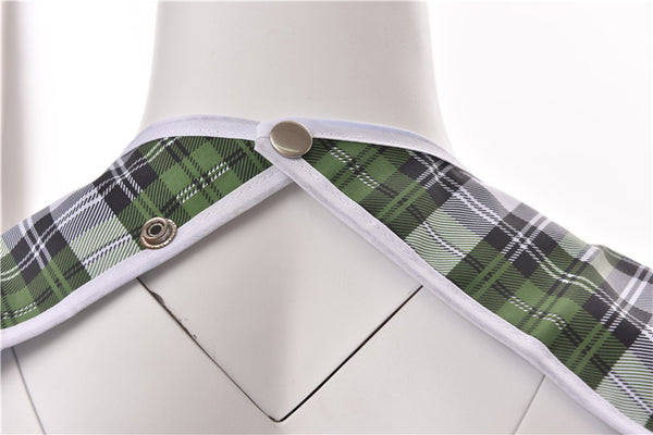 Non Intrusive Back Connection of Fancy Checkered Overall Shirt Covering no food spills on clothing