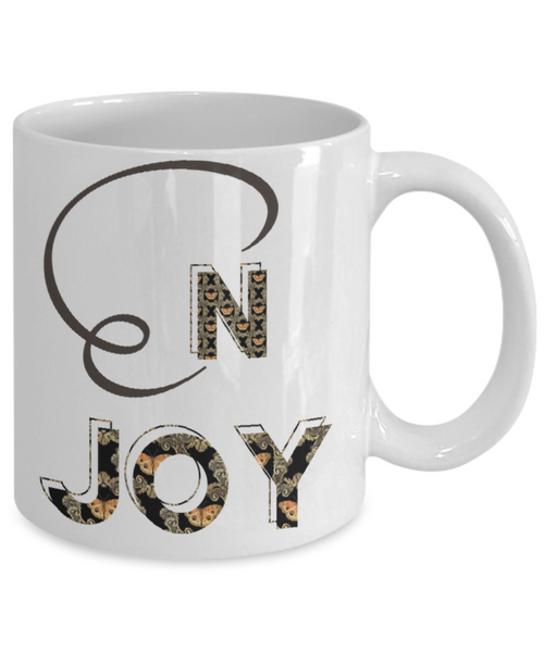 Enjoy white ceramic mug
