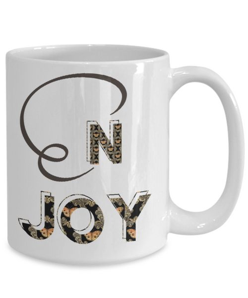 Enjoy white ceramic mug
