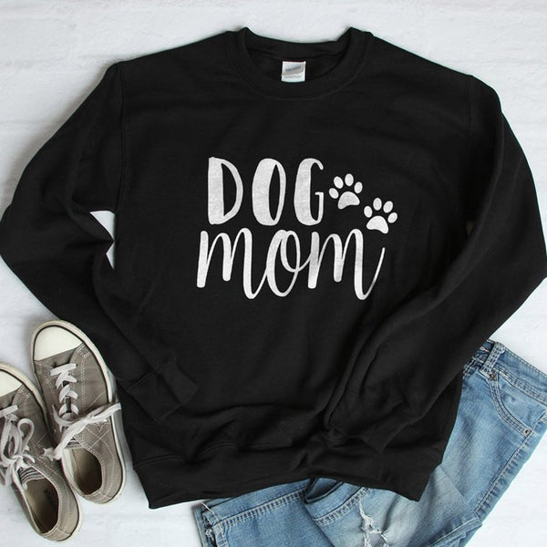 Dog Mom Women's Plus Velvet Fashionable Long Sleeve Casual Sweatshirt Printing Dog Lover Sweatshirt Clothing