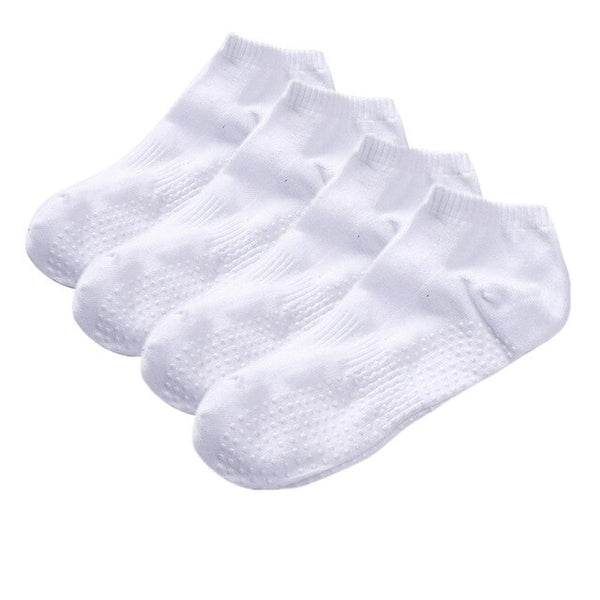 4 Pairs Men Cotton Non-slip Yoga Socks with Grips Breathable Anti skid Socks Low Cut Sports Socks for Gym Fitness Ballet Pilates