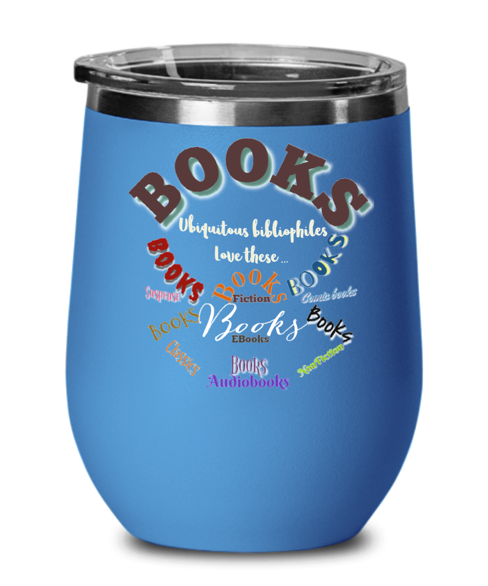 Book lovers stemless wine glass