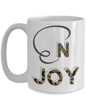 Enjoy white ceramic mug
