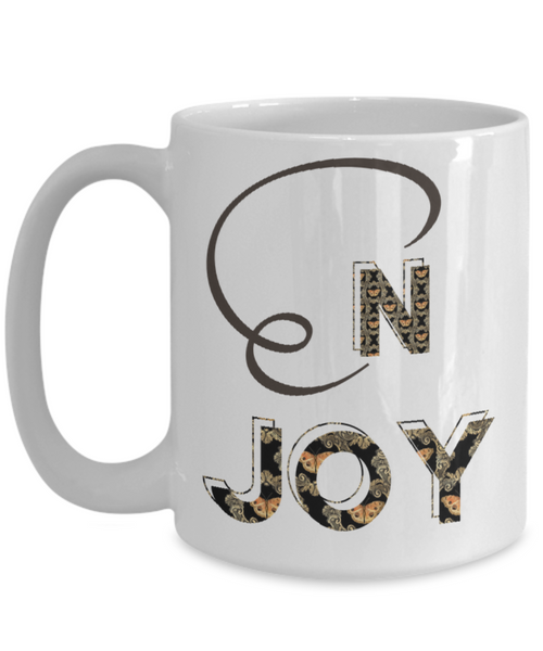 Enjoy white ceramic mug