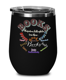 Book lovers stemless wine glass