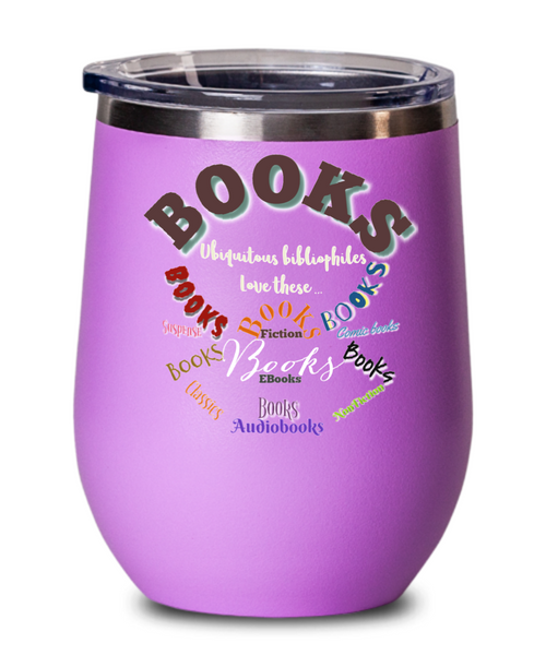 Book lovers stemless wine glass
