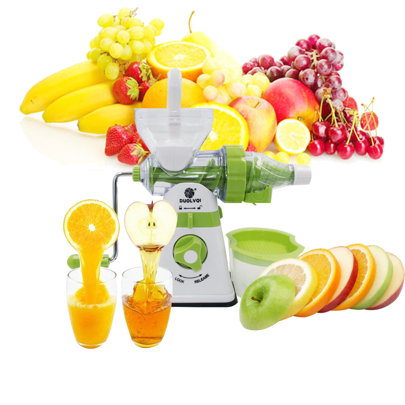 Manual Juicer for Fresh Fruits & Vegetables, Crank, Turn, Drink