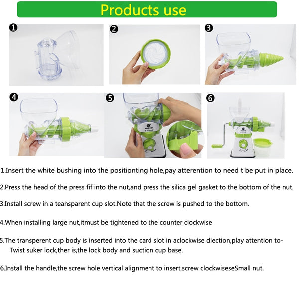 Manual Juicer for Fresh Fruits & Vegetables, Crank, Turn, Drink