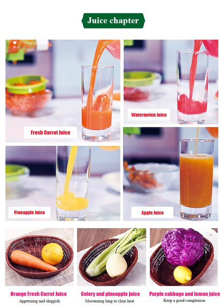 Manual Juicer for Fresh Fruits & Vegetables, Crank, Turn, Drink