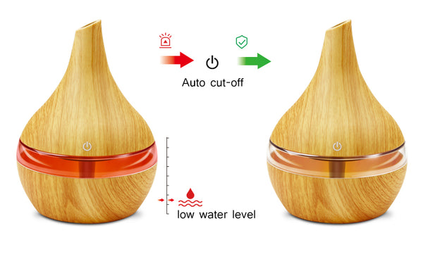 Wood Ultrasonic Air Humidifier, Home Moisturizer, Aromatherapy Diffuser, 300ML with USB port